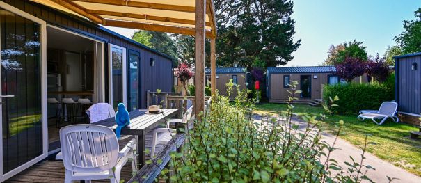 For 6 people, with three bedrooms and covered raised decking